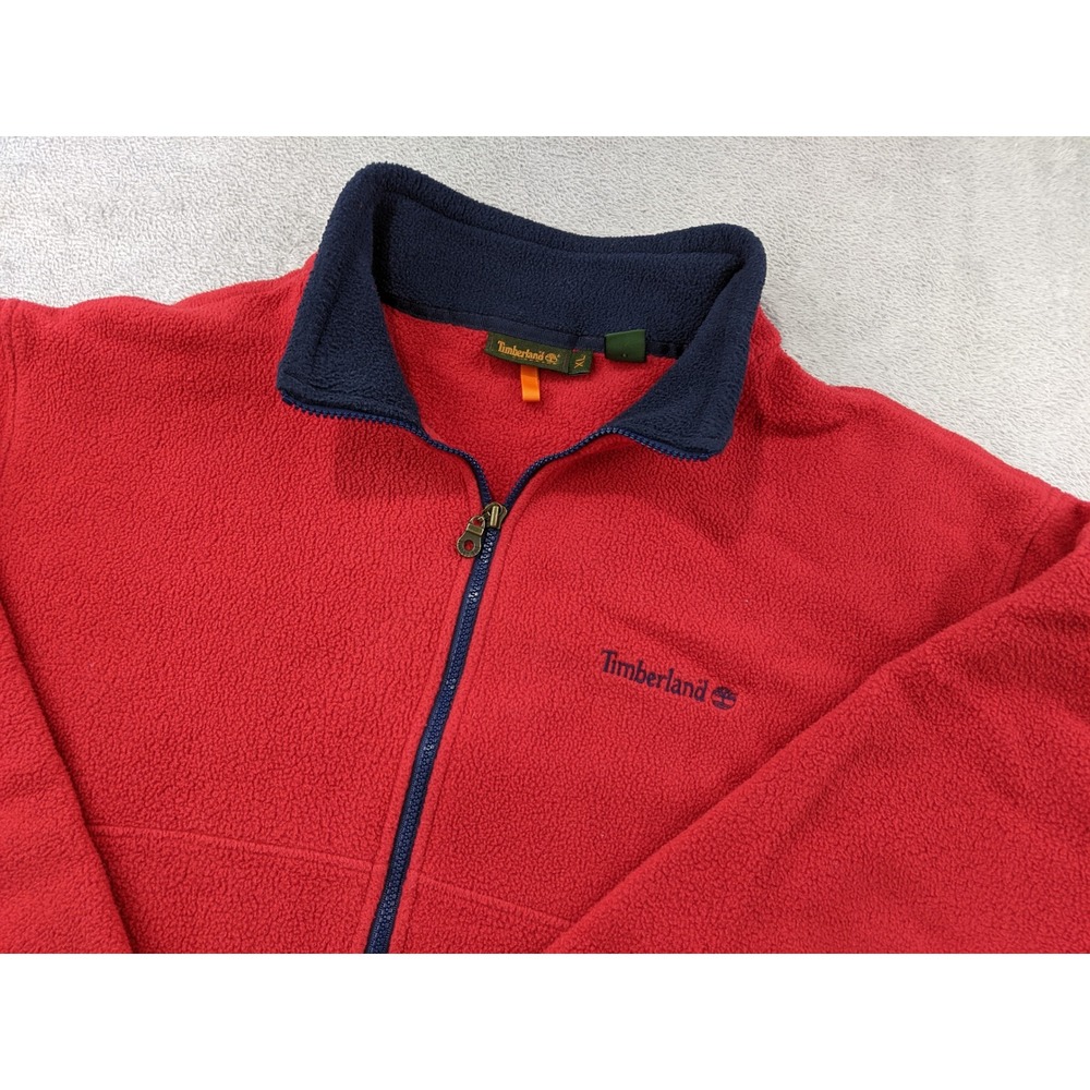 Timberland Red Fleece Full-Zip Jacket with Navy Trim